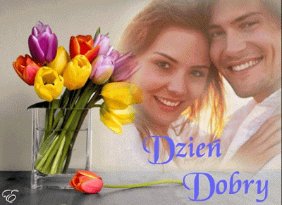 Dzień dobry miłego dnia zakochani bukiet tulipanów